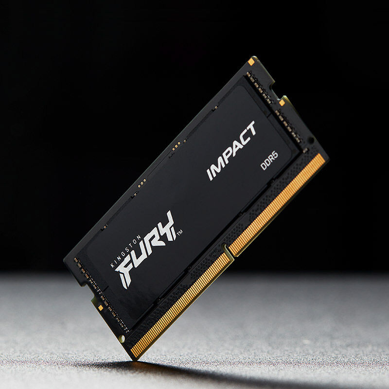 Nærbilde av Kingston Fury Impact DDR5-5600 SO-DIMM RAM 32 GB CL40 svart