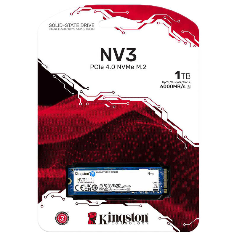 Kingston NV3 NVMe SSD 1 TB PCIe 4.0 M.2 2280 nærbilde av kontakt