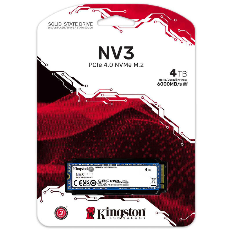 Detalj av Kingston NV3 NVMe SSD 4 TB PCIe 4.0 M.2 2280