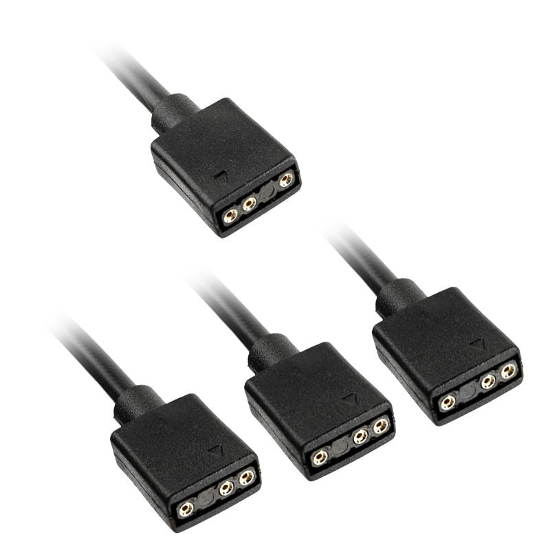 Kolink ARGB 1-3 splitterkabel 3-pin 5V 30 cm svart forfra