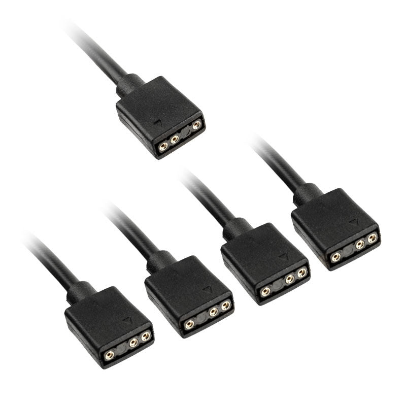 Kolink ARGB 1-4 splitterkabel 3-pin 5V 30 cm svart forfra