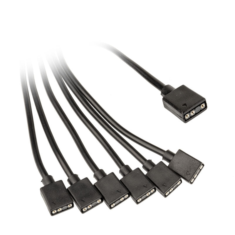 Kolink ARGB 1-6 splitterkabel 3-pin 5V 30 cm svart forfra