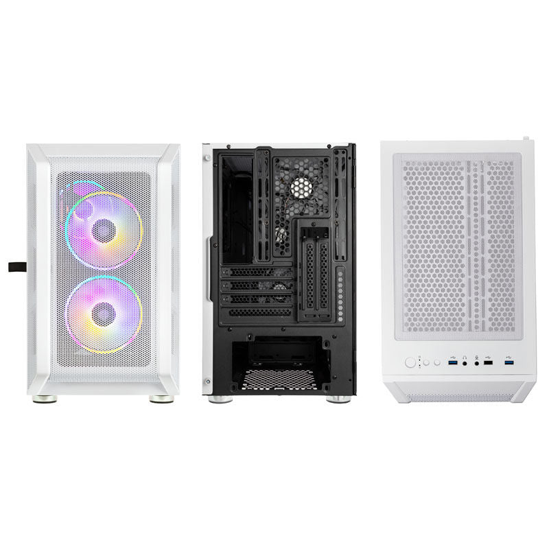 Montert Kolink Citadel Mesh RGB kabinett Micro-ATX hvit med komponenter