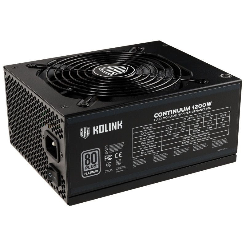 Kolink Continuum strømforsyning 1200 W 80 PLUS Platinum forfra