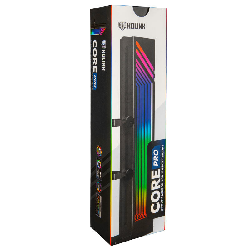 Kolink Core Pro GPU-støtte aluminium ARGB speileffekt svart med dobbeltsidig tape