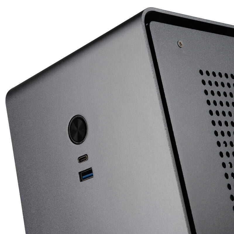 Kolink Rocket v2 aluminium Mini-ITX kabinett titangrå montert med komponenter