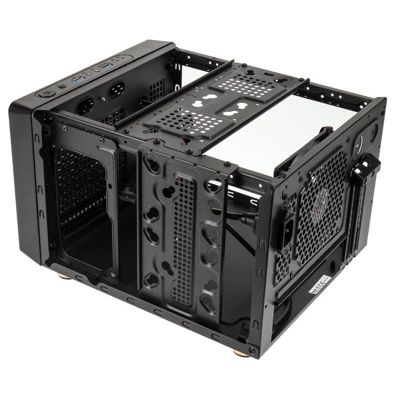 Nærbilde av USB-porter på Kolink Satellite Mini-ITX kubekabinett Micro-ATX svart