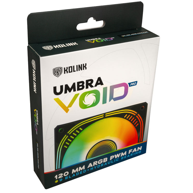 Kolink Umbra Void Pro ARGB PWM vifte 120 mm svart kabeltilkobling