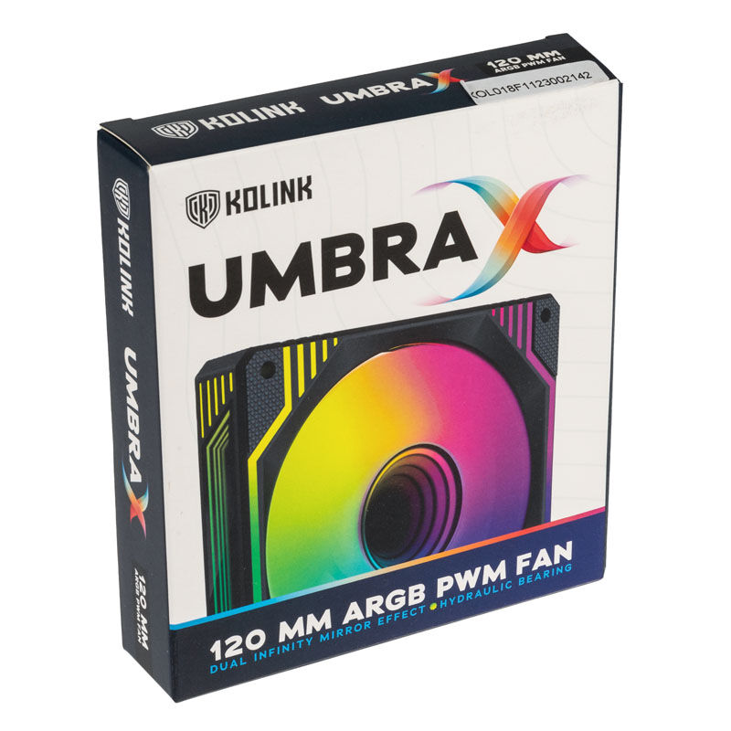 Kolink Umbra X ARGB PWM vifte 120 mm svart detalj av ramme og lager