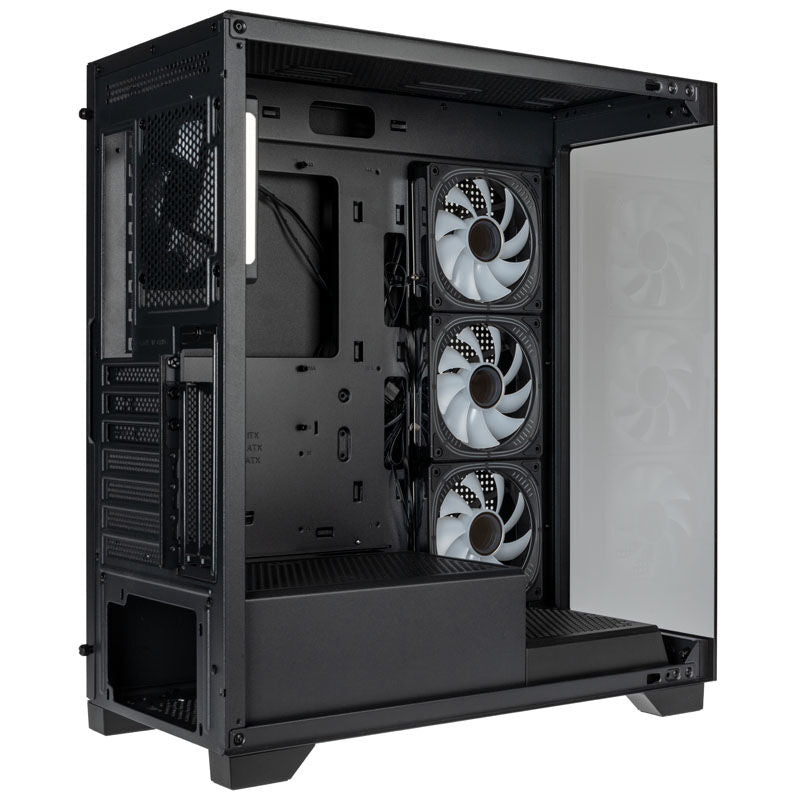 Kolink Unity Peak ARGB kabinett midtårn herdet glass svart med sidepanel åpnet