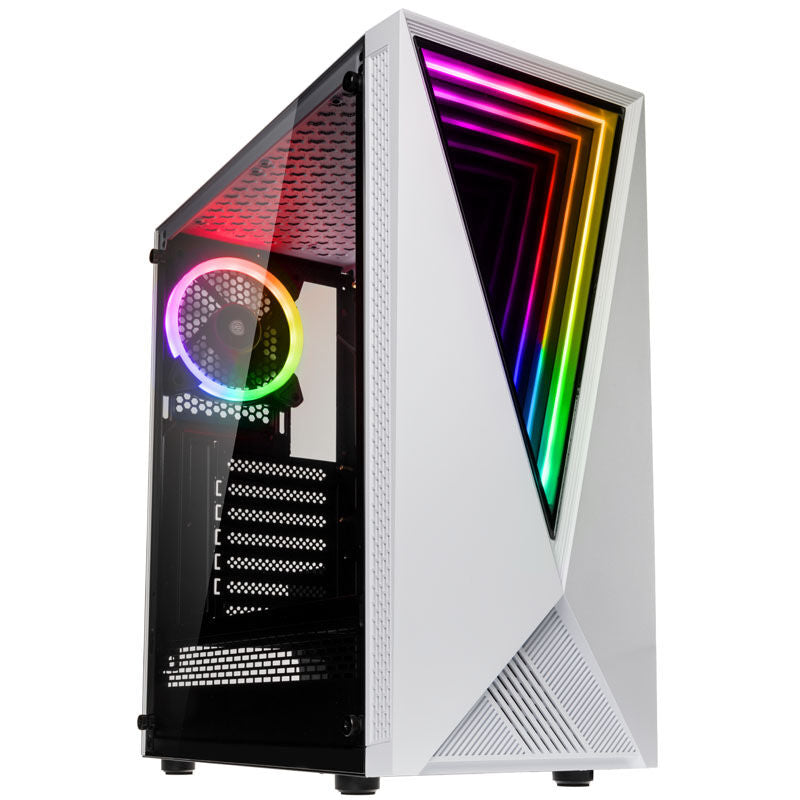 Kolink VOID RGB kabinett midtårn ATX herdet glass hvit forfra