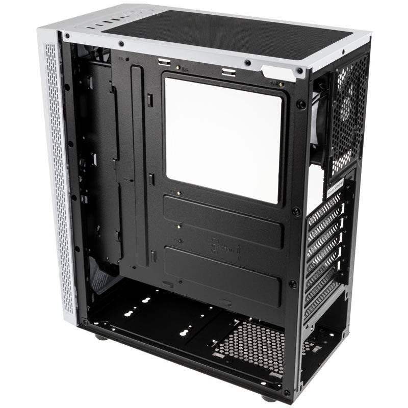 Kolink VOID RGB kabinett midtårn ATX herdet glass hvit oversikt over vifteplasseringer