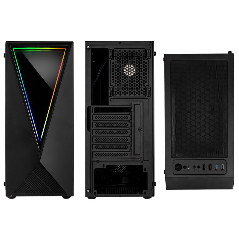 Kolink Void RGB kabinett montert med RGB-belysning