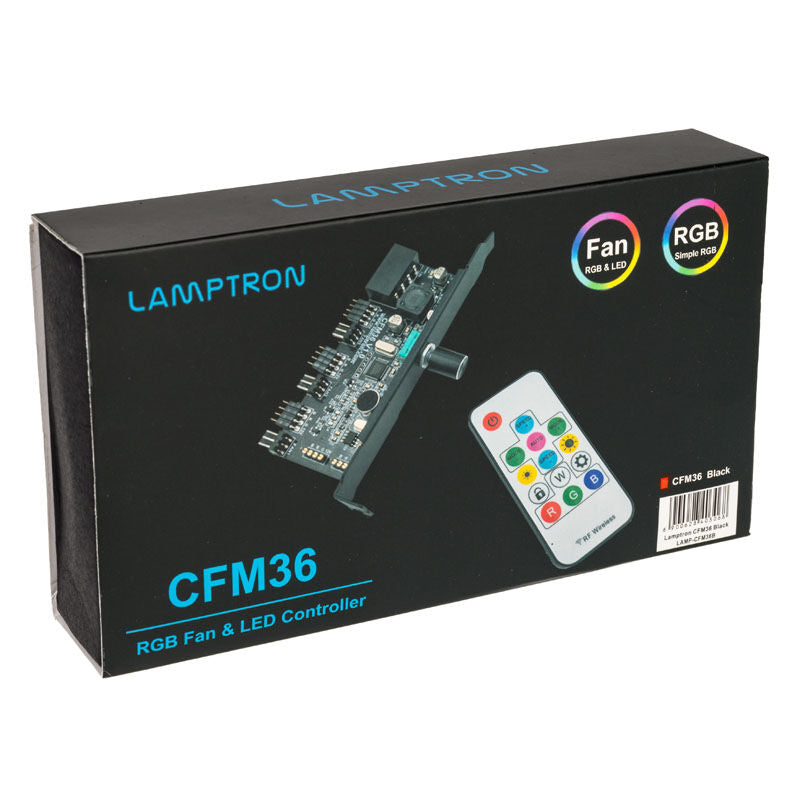 Montert Lamptron CFM36 vifte- og RGB-kontroller PCI-slot svart i PC