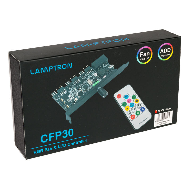 Lamptron CFP30 vifte- og RGB-kontroller montert i PC