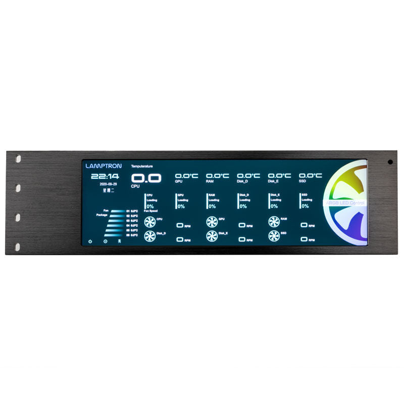 Lamptron CU135 viftekontroller RGB med display ARGB svart bakside