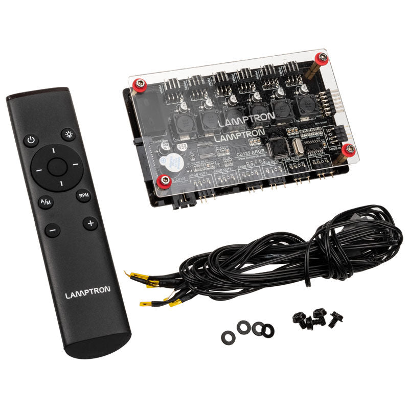 Lamptron CU135 viftekontroller RGB med display ARGB svart med fjernkontroll