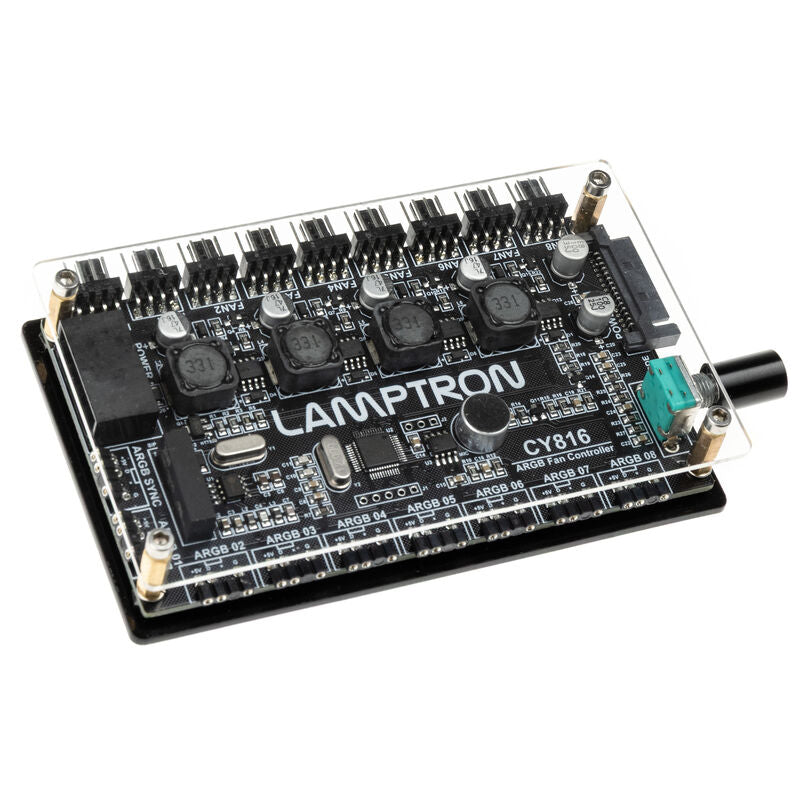 Lamptron CY816 vifte- og ARGB-kontroller svart forfra