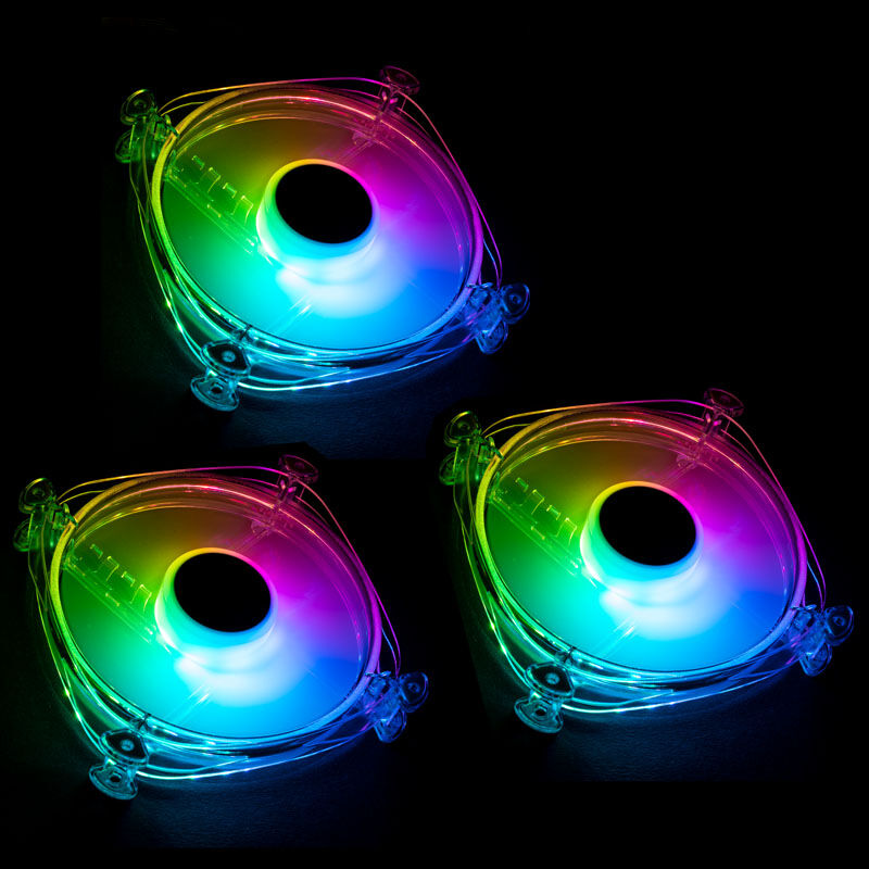 Lamptron Icecloud+ ARGB 120 mm vifte 3-pakk PWM transparent forfra