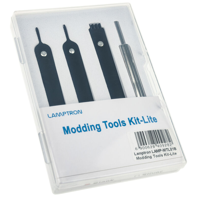 Nærbilde av Lamptron Modding Toolkit ATX PCIe pin-verktøy svart