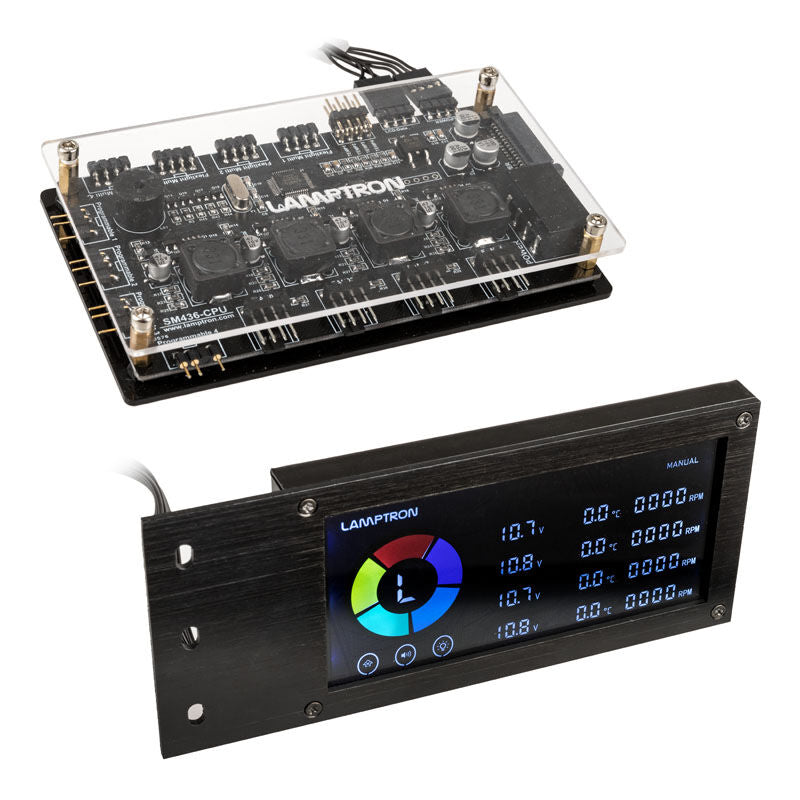 Lamptron SM436 PCI RGB vifte- og LED-kontroller svart forfra