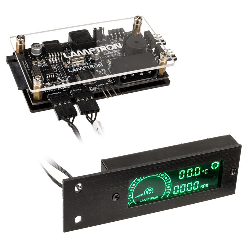 Lamptron TC20 PCI RGB vifte- og LED-kontroller svart forfra