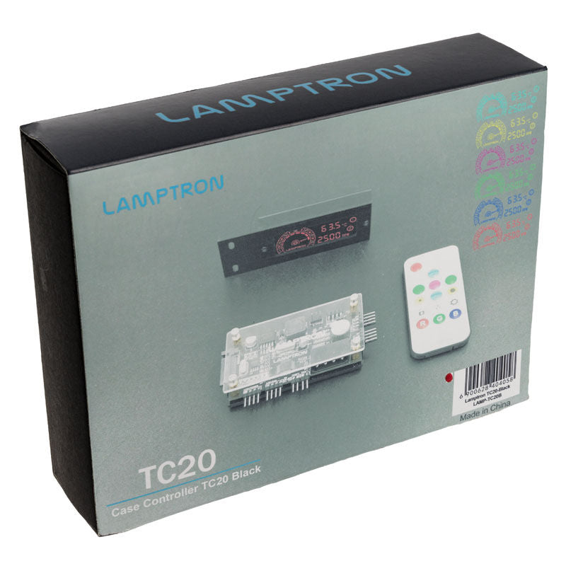 Lamptron TC20 PCI RGB vifte- og LED-kontroller svart fjernkontroll