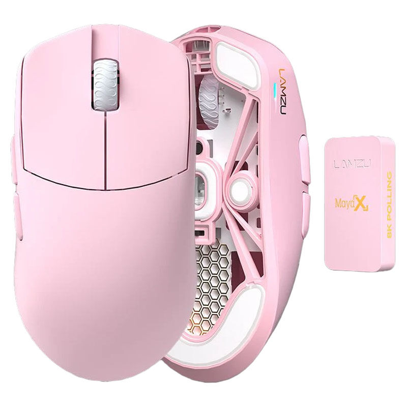 Lamzu Maya X trådløs gamingmus rosa forfra