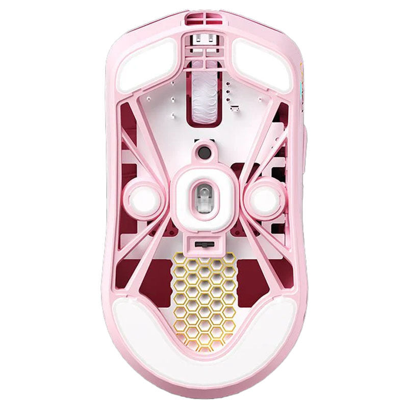 Lamzu Maya X trådløs gamingmus rosa nærbilde av sensor