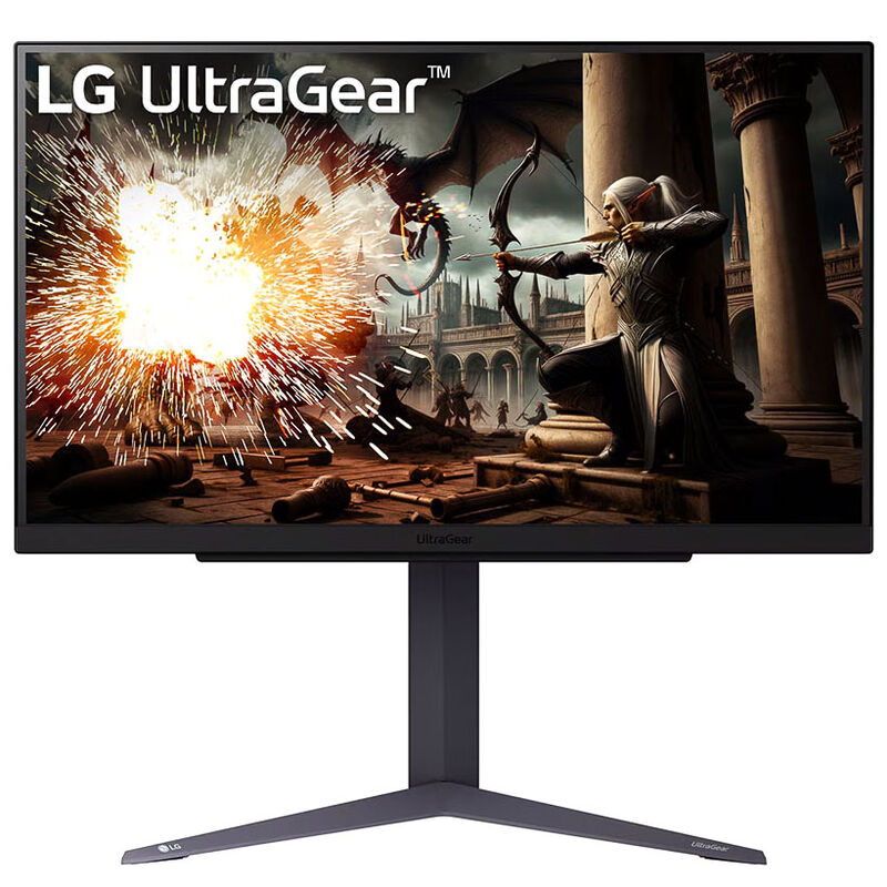 LG UltraGear 27GS75Q-B bakside med tilkoblinger
