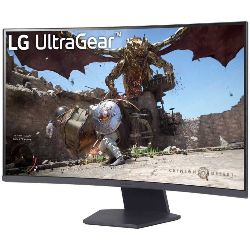 Detalj av LG UltraGear 32GS60QX-B curved gamingskjerm tilkoblinger