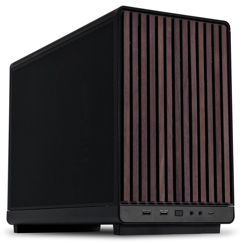 Lian Li DAN Cases A3-mATX Wood Edition kabinett Micro-ATX svart forfra
