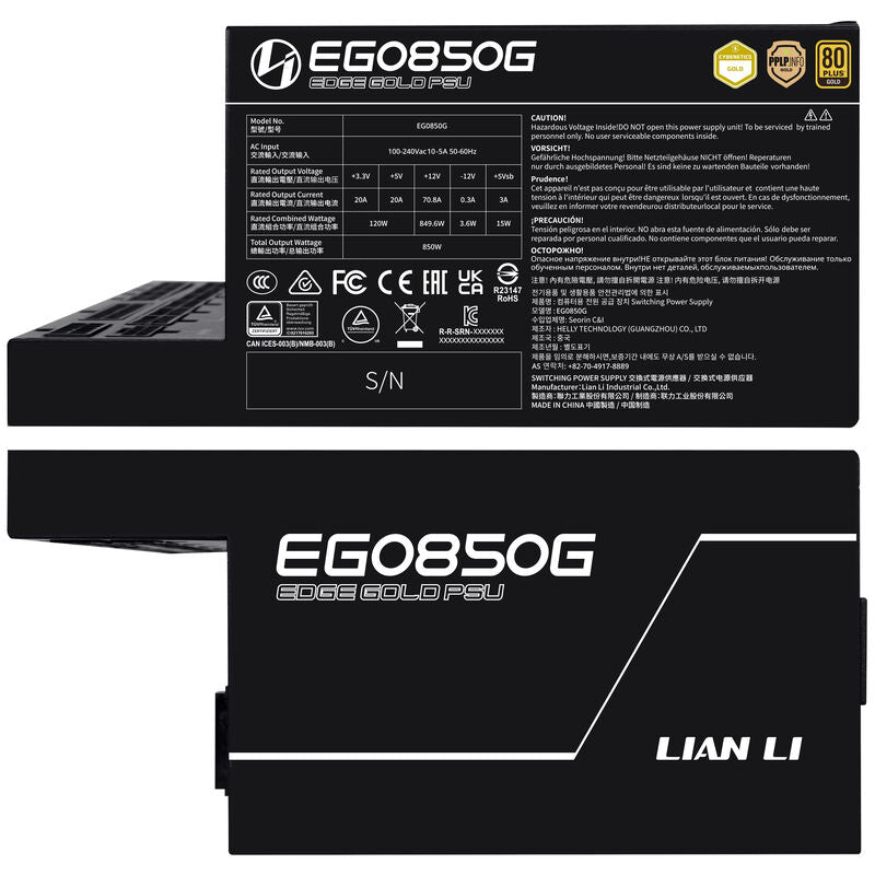 Detalj av Lian Li EDGE GOLD 850 modulære kabler