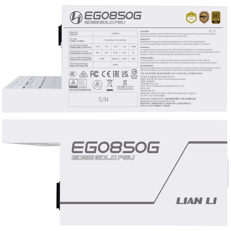 Lian Li EDGE GOLD 850 strømforsyning sideprofil
