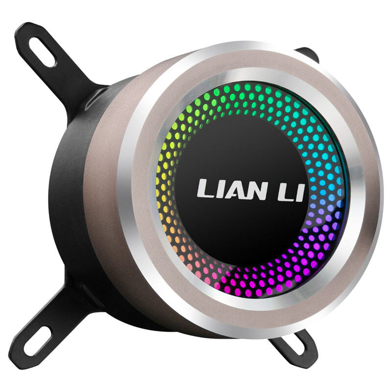 Lian Li GALAHAD 240 SL AIO vannkjøling ARGB svart nærbilde av pumpe
