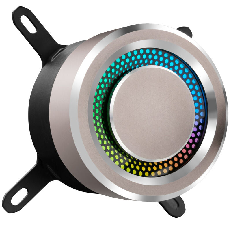 Detalj av Lian Li GALAHAD 360 AIO vannkjøling ARGB 360 mm svart pumpe