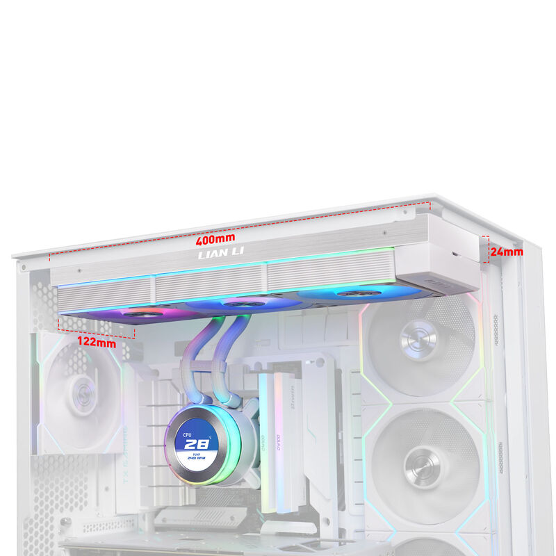 Lian Li HYDROSHIFT II LCD-C 360CL ARGB AIO vannkjøling hvit detalj LCD-skjerm