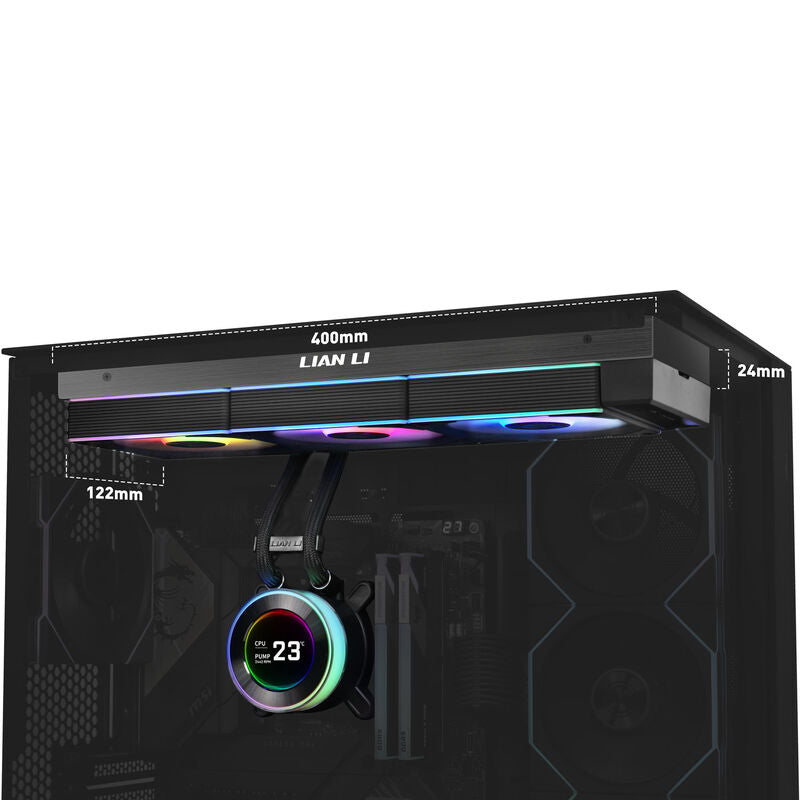 Lian Li HYDROSHIFT II LCD-C 360CL ARGB AIO vannkjøling hvit radiator side