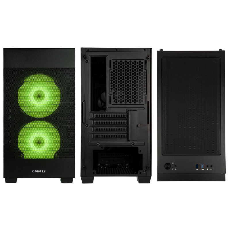 Detalj av Lian Li LANCOOL 205M Mesh kabinett herdet glass sidepanel