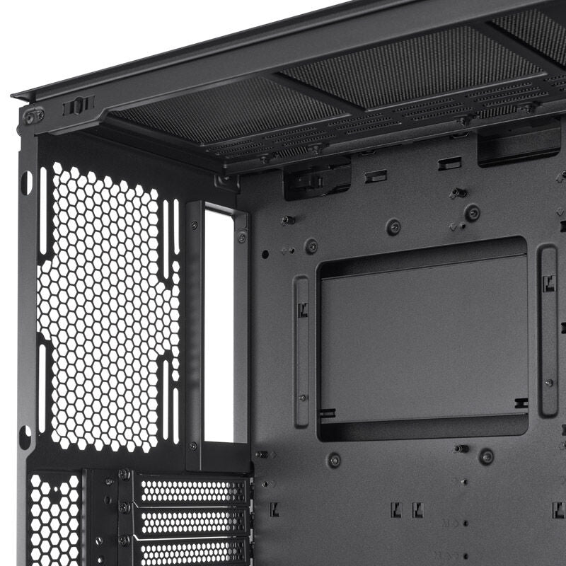 Lian Li LANCOOL 216 kabinett midtårn E-ATX herdet glass svart detalj av ventilasjon