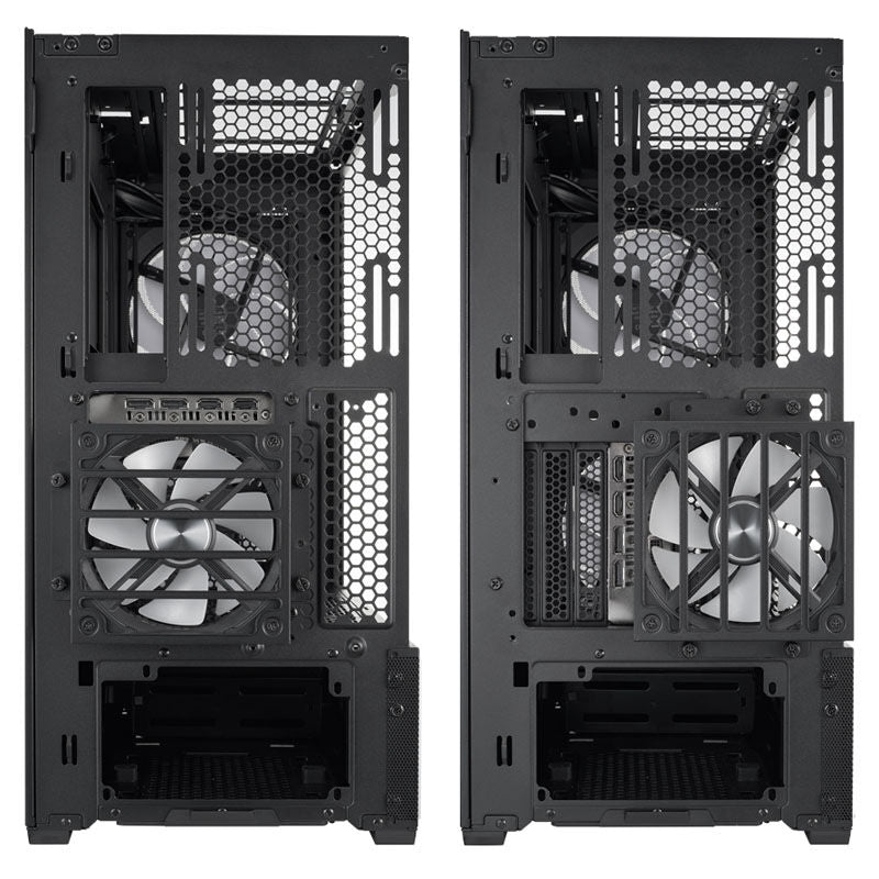 Lian Li LANCOOL 216 RGB kabinett midtårn E-ATX svart detalj av tempered glass sidepanel