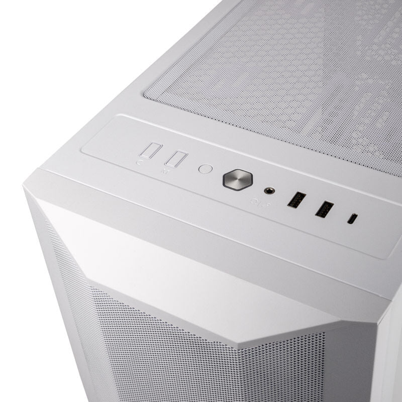 Lian Li LANCOOL II Mesh C RGB Snow Edition midtårn hvit nærbilde av ARGB-vifte