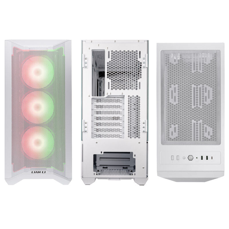 Lian Li LANCOOL II Mesh C RGB Snow Edition midtårn hvit montert med komponenter