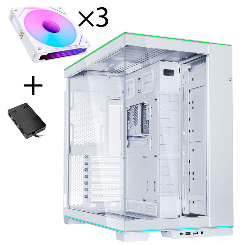 Lian Li O11 Dynamic EVO RGB kabinett midtårn hvit forfra
