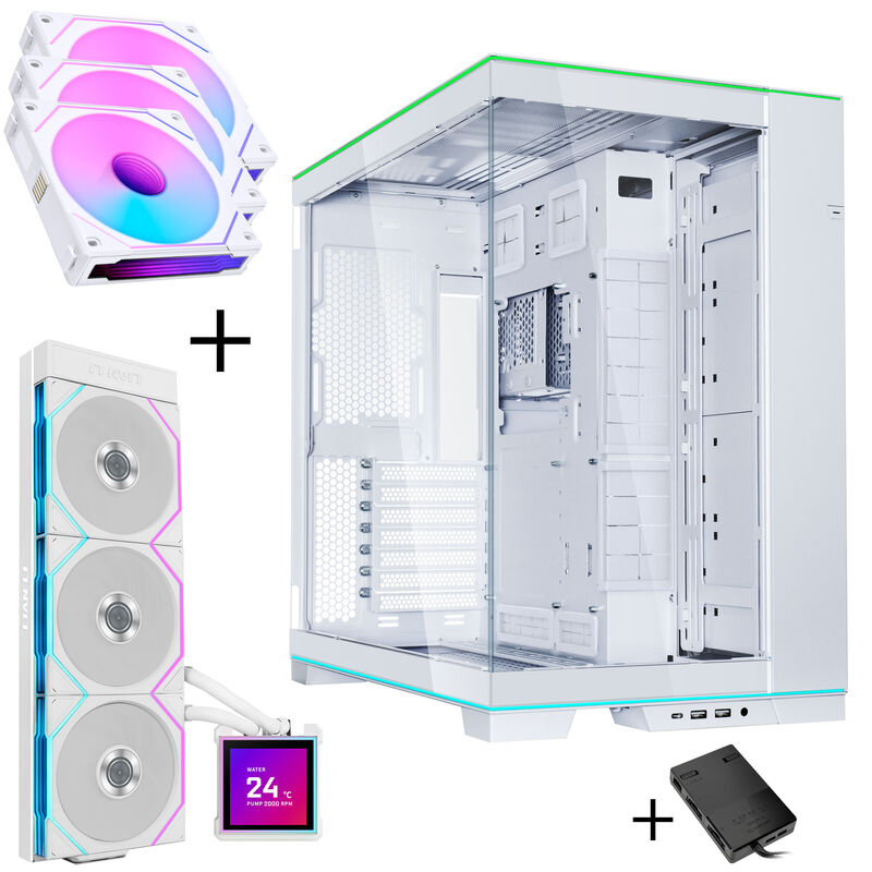 Lian Li O11 Dynamic EVO RGB kabinett hvit forfra