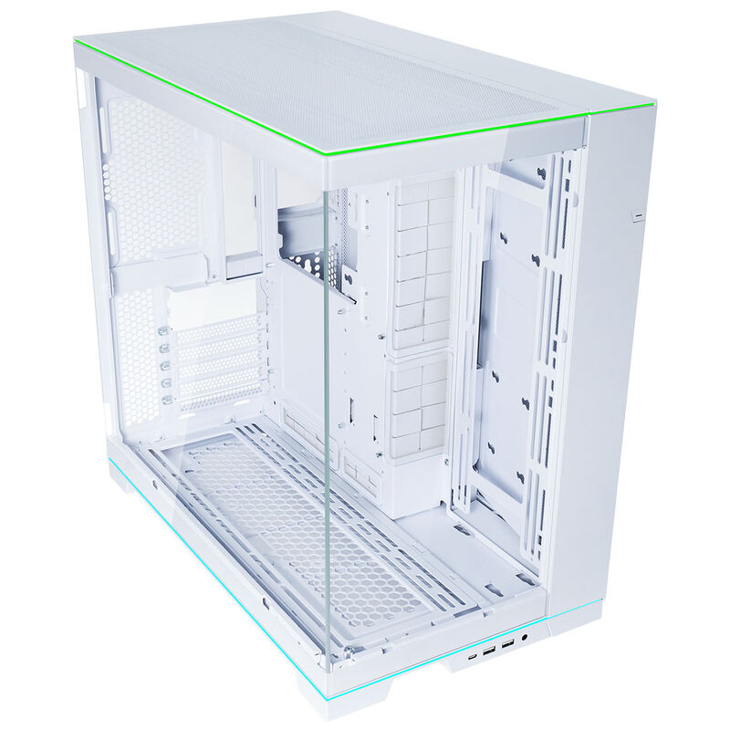 Detalj av RGB-belysning på Lian Li O11 Dynamic EVO RGB kabinett