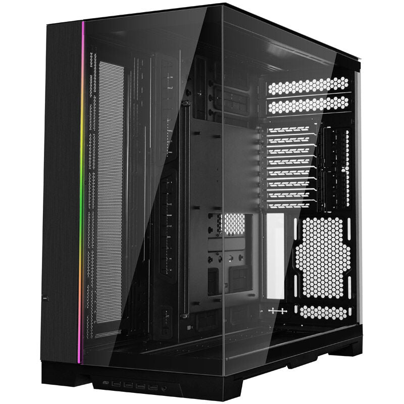 Nærbilde av Lian Li O11 Dynamic EVO XL fulltårn kabinett E-ATX svart tempered glass
