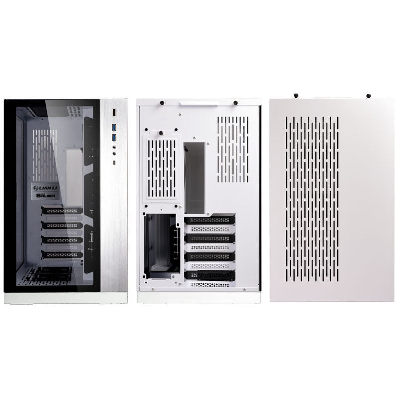 Detalj av Lian Li O11 Dynamic kabinett midtårn E-ATX herdet glass hvit
