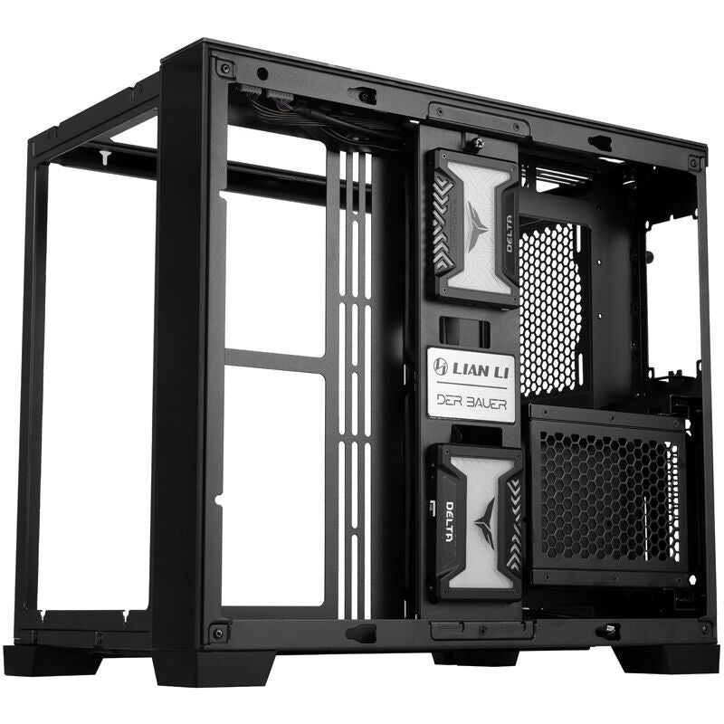 Oversikt over vifteplasser i Lian Li O11 Dynamic Mini kabinett midtårn herdet glass svart