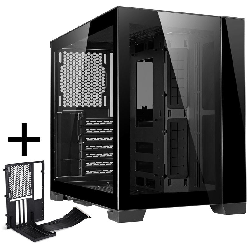 Lian Li O11 Dynamic Mini kabinett med PCIe 4.0 riserkort svart forfra